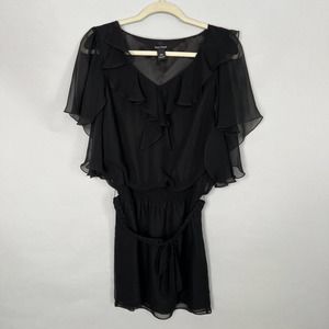 White House Black Market Black Shift Dress with braided belt Size XS